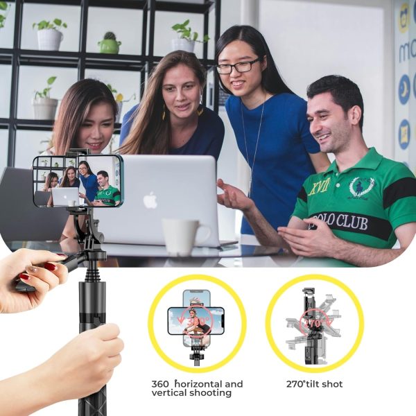 Phone Tripod 62" Selfie Stick for iPhone with Remote and 3W LED Light, - Image 7