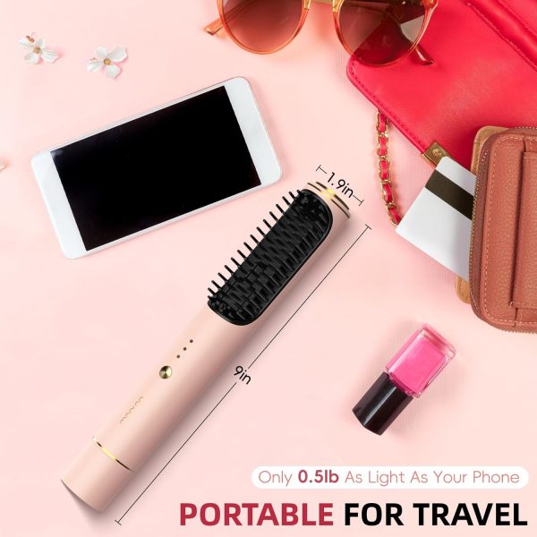 Cordless Hair Straightener Brush,Ceramic Straightening Brush, Portable - Image 7