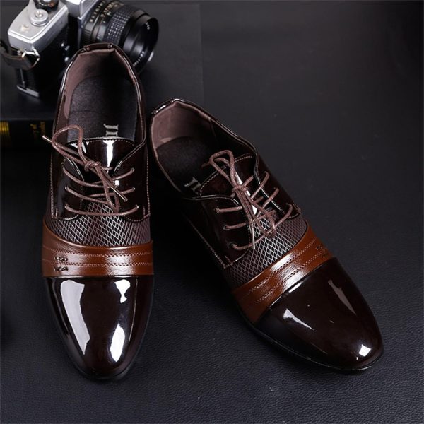 Men's 2024 Dress Shoes Patent Leather Shoes Soft Sole Breathable Mesh - Image 7