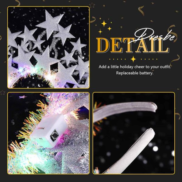 DRESBE Light Up Star Headband LED Stars Crown Headbands Party Hair - Image 5