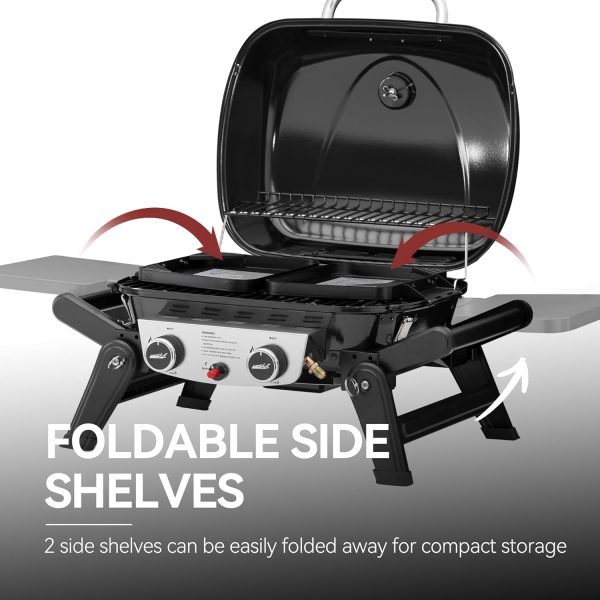 Royal Gourmet GT2005 2-Burner Portable Propane Gas Grill with Foldable Side - Image 4