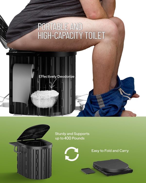 Camping Toilet with Pop-Up Privacy Tent and Liquid Waste Gel, Portable - Image 5