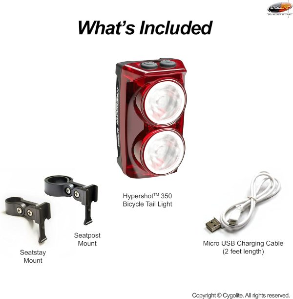 Cygolite Hypershot 350 & 250 Lumen Bicycle Taillight Models–7 Night & - Image 7