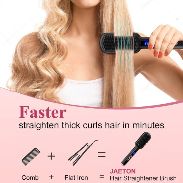 Hair Straightener Brush, Hair Straightener Comb Straightening Brush with - Image 2