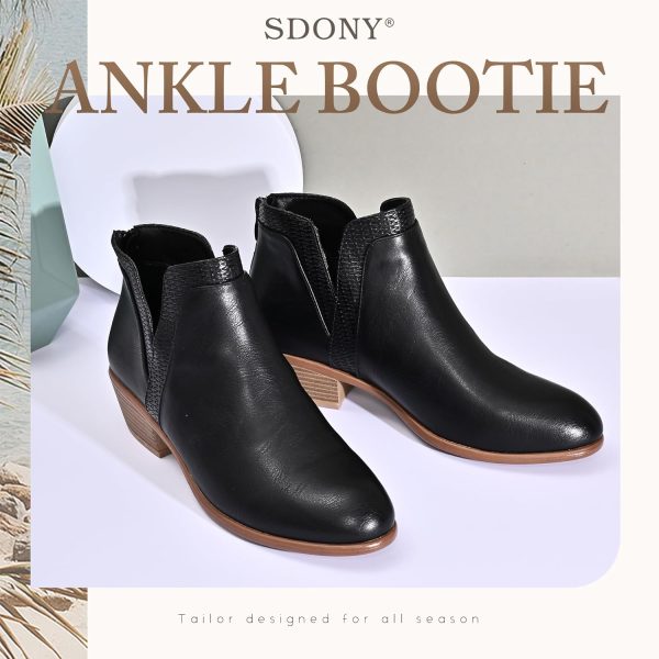 Women's Ankle Boots Low Heels Chunky Fashion Zipper Dressy Booties for - Image 7