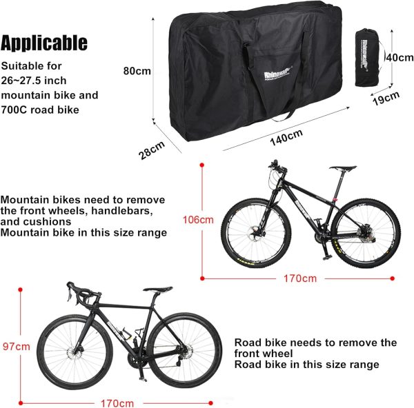 Folding Bike Bag 26 to 29 inch Bicycle Storage Carry Case, Thick Mountain - Image 2