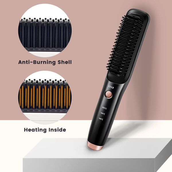 Cordless Hair Straightener Brush, Portable Straightening Brush, Long-Life - Image 4
