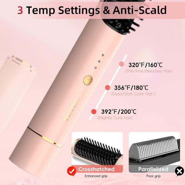 Cordless Hair Straightener Brush,Ceramic Straightening Brush, Portable - Image 4