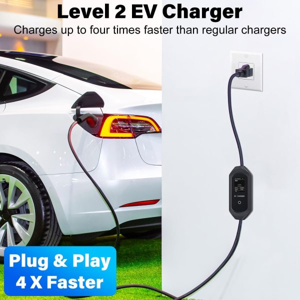 J&D Level 1-2 EV Charger, Portable Electric Vehicle Charger, NEMA 6-20 Plug - Image 2