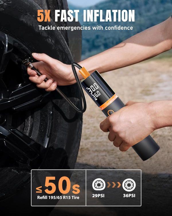 Tire Inflator Portable Air Compressor, Bike Pump, 150PSI Cordless Air - Image 2