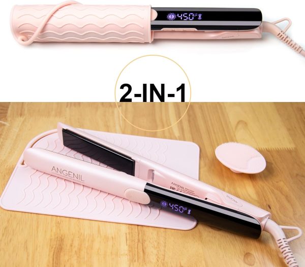 ANGENIL Titanium Flat Iron Hair Straightener and Curler 2 in 1, Anti-Scald - Image 3