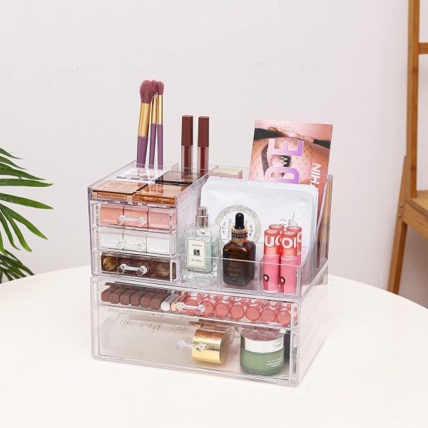 Cq acrylic 2 Pack Clear Make Up Organizers for Vanity,Stackable 5 Drawers - Image 6