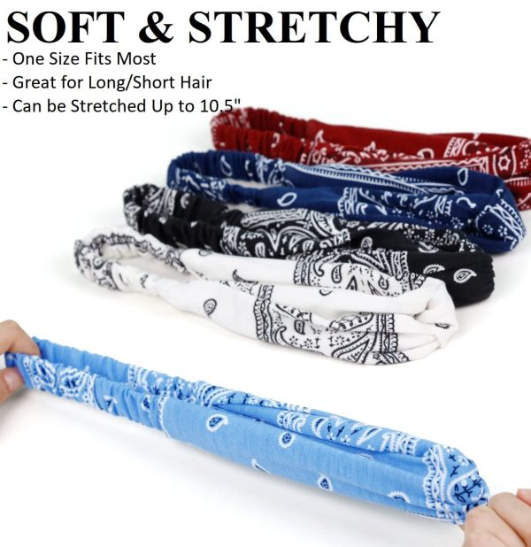 Huachi Bandana Headbands for Women Boho Elastic Hair Bands for Women's Hair - Image 4