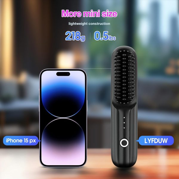 Cordless Hair Straightener Brush, Portable Straightening Brush for Women, - Image 4