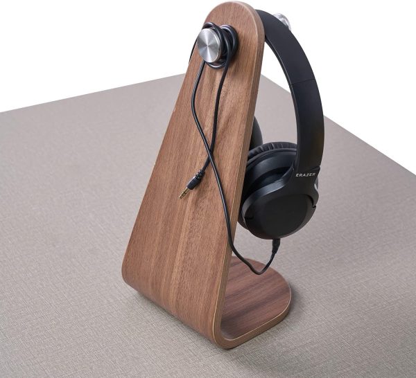 Universal Headphone Stand Wood, Walnut Headset Stand for Desk, Walnut - Image 4