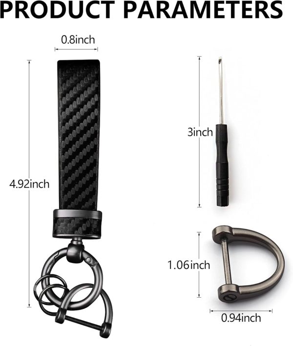 Turcee Leather Car Keychain - Carbon Fiber Interior Key Fob with Anti-Lost - Image 2