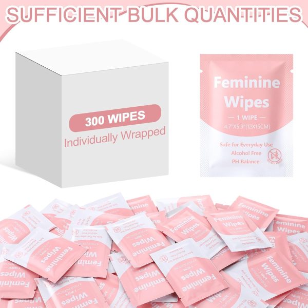 300 Pieces Feminine Wipes Individually Wrapped Women Travel Size Wipes Bulk - Image 4