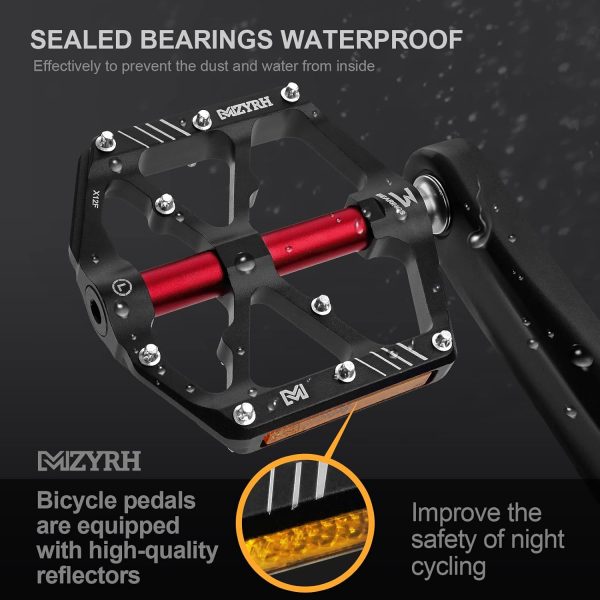 3 Bearings Mountain Bike Pedals Platform Bicycle Flat Alloy Pedals 9/16" - Image 7