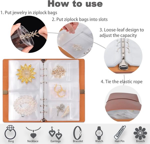 ChezMax Jewelry Organizer Book, Travel Jewelry Storage Book with Pockets, - Image 2