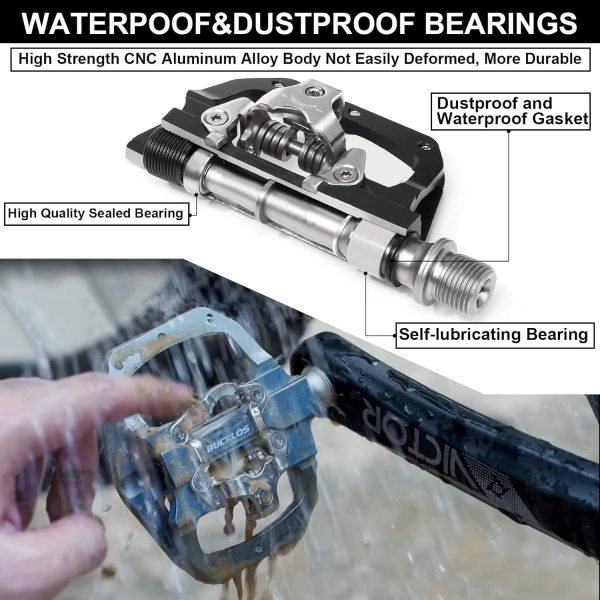 BUCKLOS SPD Pedals PD-M680 Mountain Bike Clip in SPD Flat Combo Dual Sided - Image 4
