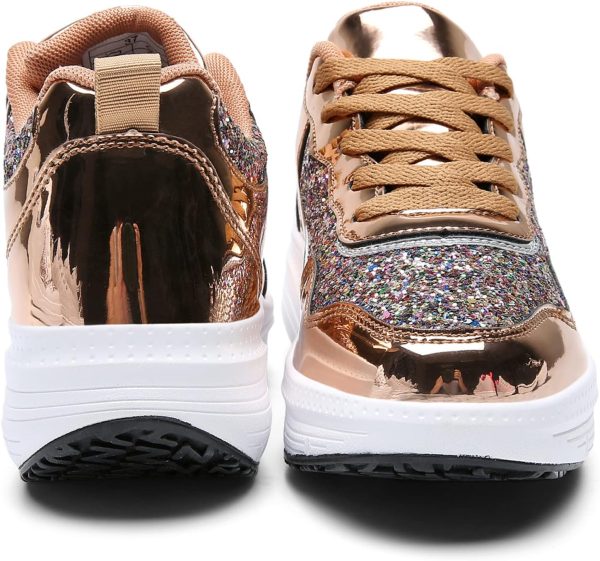 DADAWEN Women's Glitter Platform Wedge Athletic Tennis Walking Shoes - Image 3