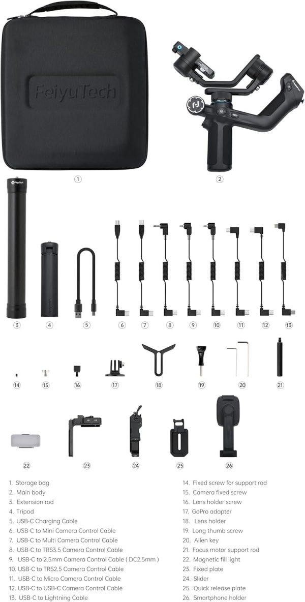 FeiyuTech SCORP-Mini 2 KIT Camera Stabilizer with AI Tracking/Fill Light, - Image 6