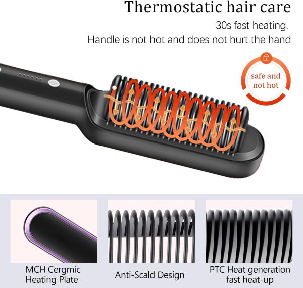 Hair Straightener Brush 30s Fast Heating Anti-Scald,Negative Ion Styling - Image 5