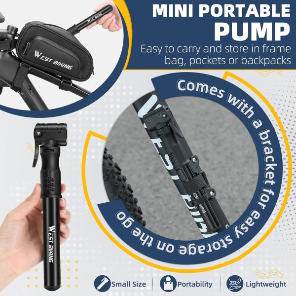 Bicycle Pump Mini Bike Pump - Aluminum Alloy Cycle Pump for Presta & - Image 4