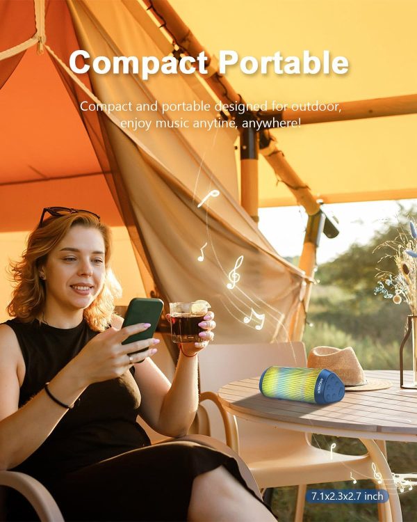 Bluetooth Speaker, Portable Wireless HD Stereo Sound with Cool Lights, IPX4 - Image 3