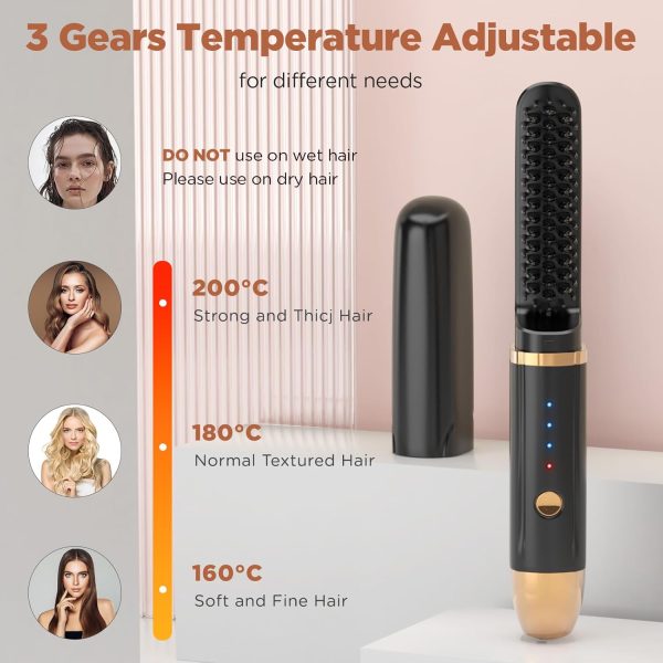 Cordless Hair Straightener Brush, Portable Hair Straightener for Women - Image 4