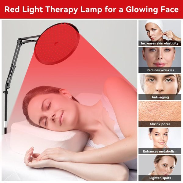 QRQ Red Light Therapy, Red Infrared Light Therapy Lamp with Stand for Face - Image 3