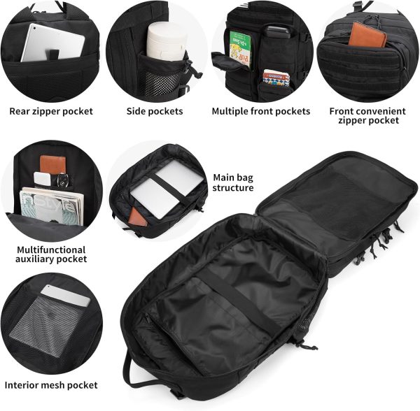 Wotony Tactical Backpack for Men-Military Waterproof Backpack with Multiple - Image 2