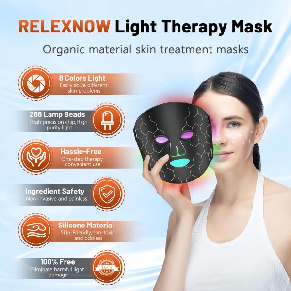 Red Light Therapy for Face, 7+1 Colors Red Light Therapy Mask Portable and - Image 2