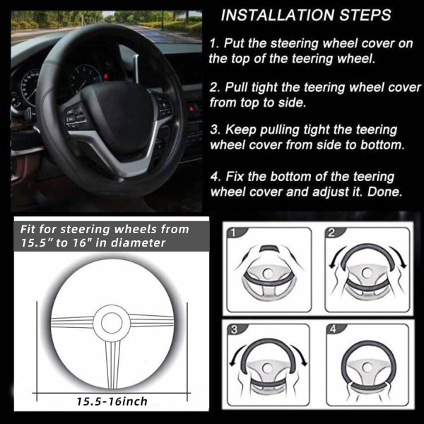 Valleycomfy Microfiber Leather Steering Wheel Cover Large-Size for F150 - Image 3