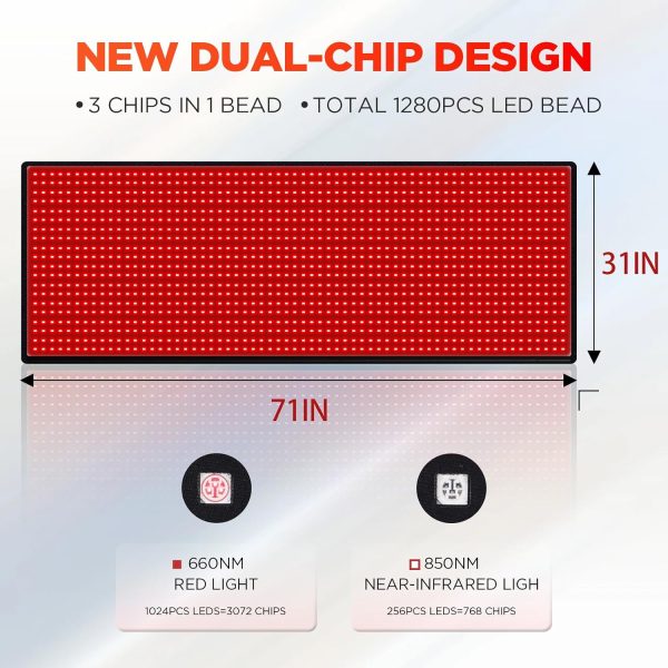 Red Light Therapy Infrared Pad: Pain Relief 1280 LEDs Large Mat for Full - Image 3
