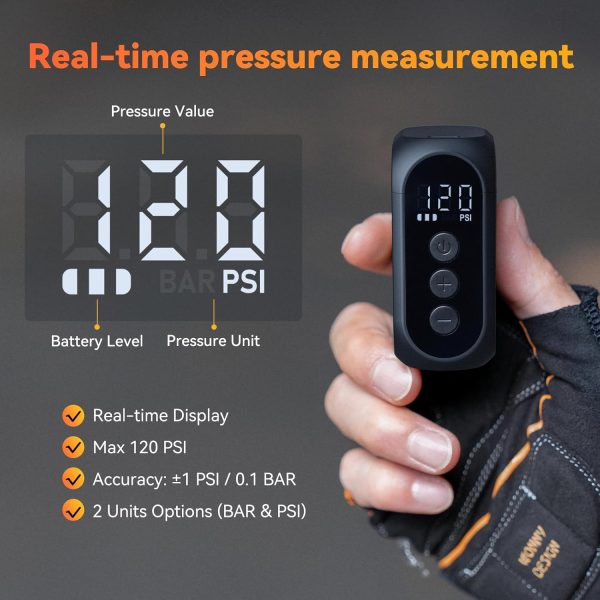 Tiny Pump Rechargeable Electric Bicycle Air Pump, Max 120 PSI,Mini Bike - Image 2