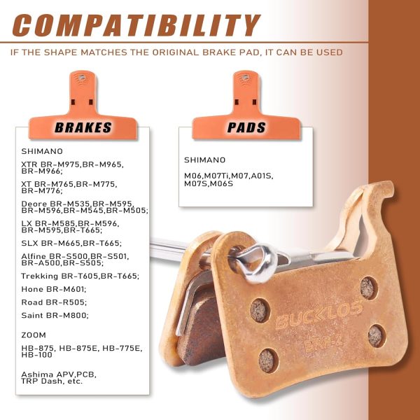 BUCKLOS Bike Disc Brake Pads - Bicycle Disk Brake Pads for Zoom/Shimano - Image 3