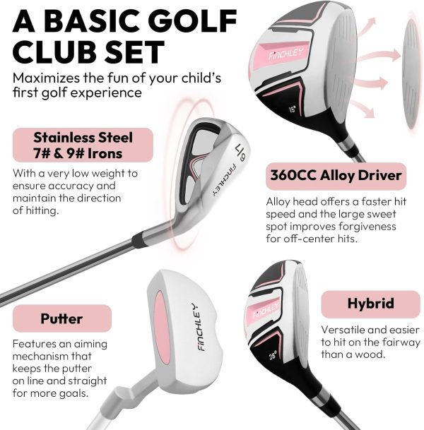 FINCHLEY Kids Golf Clubs Set for Boys & Girls Aged 8-12, Includes Driver, - Image 4