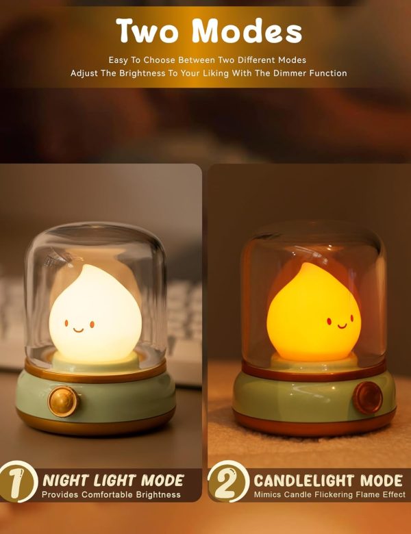 Cute Chibi Flame Lamp,Cozy Lights Mimics Flickering Flame Effect Amber - Image 2