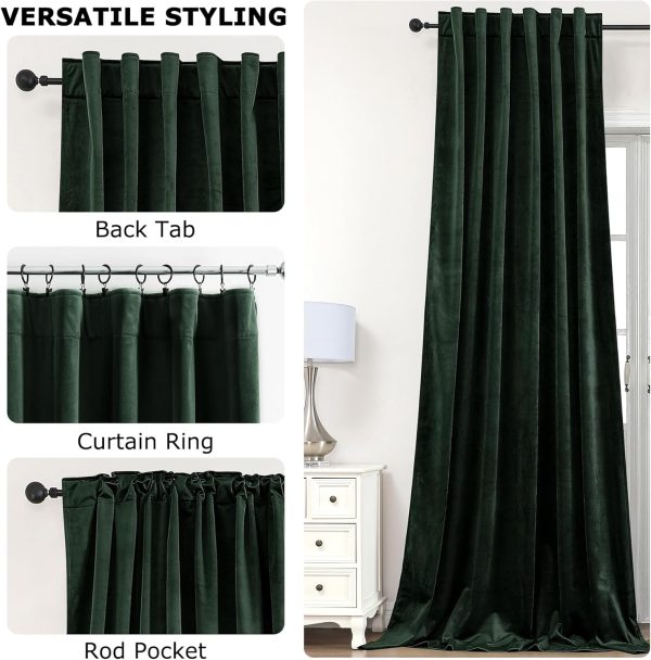 Dchola Dark Green Velvet Curtains for Bedroom Window with Back Tab, Super - Image 8