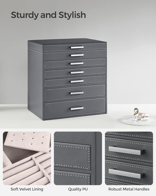 SONGMICS Jewelry Box, 6-Tier Jewelry Organizer, Large Jewelry Case with Big - Image 4
