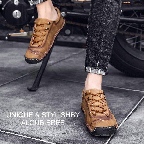 alcubieree Mens Leather Casual Shoes Comfortable Fashion Sneakers Loafers - Image 7