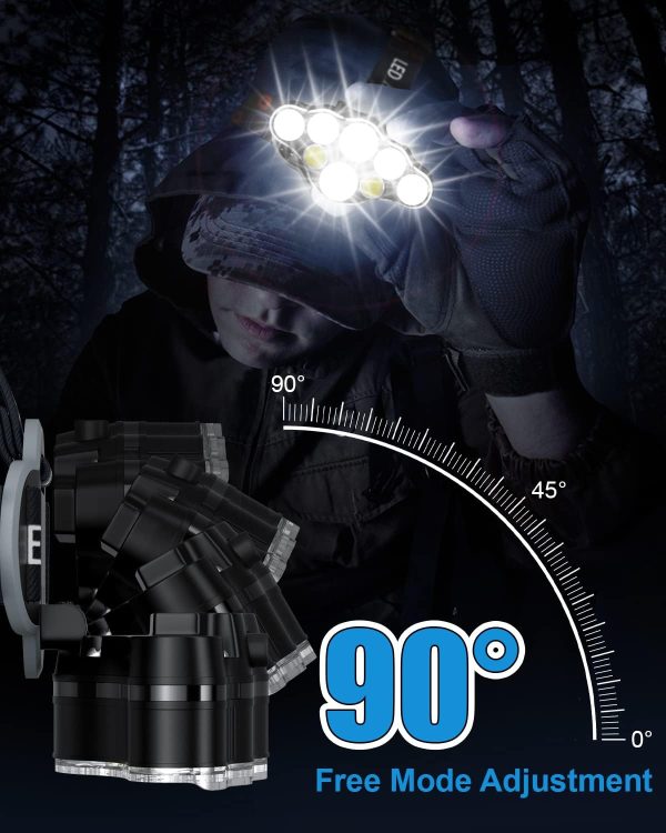 Rechargeable Headlamp, 8 LED 18000 High Lumen Bright Headlamp with Red - Image 5