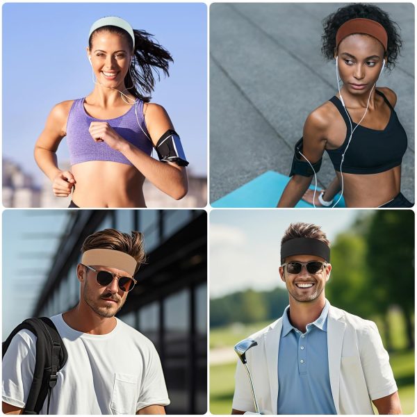 8 Pack Sport Headbands for Women, Elastic Soft Fabric Non-Slip Hair Bands - Image 6