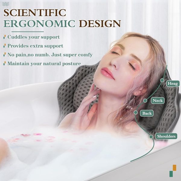 Bath Pillow RUVINCE Ergonomic Luxury Bathtub Pillow with Head,Neck, - Image 2