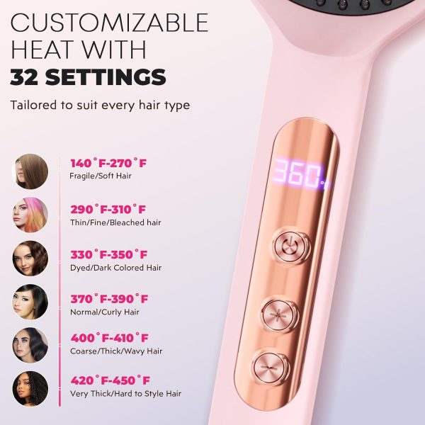 LANVIER Hair Straightener Brush, Ionic Straightening Brush with Infrared, - Image 4