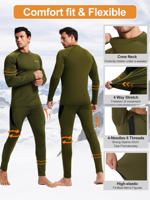 romision Thermal Underwear for Men Long Johns Fleece Lined Hunting Gear - Image 3