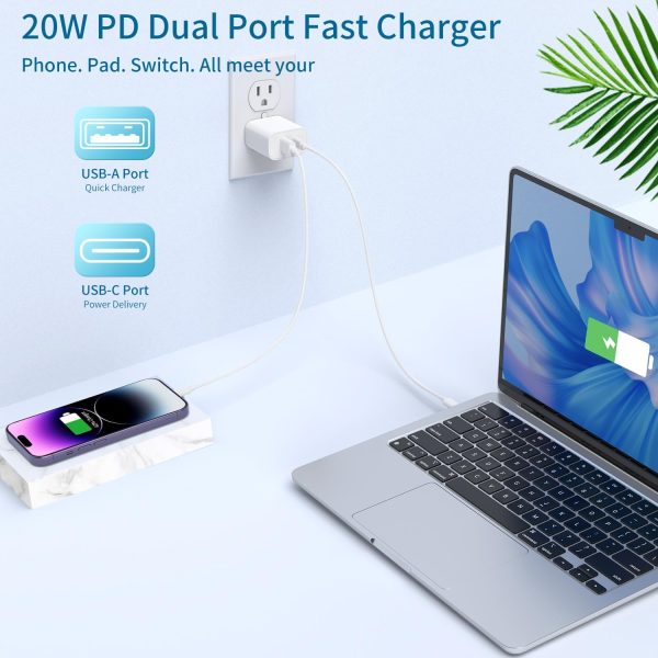 iPhone Fast Charger [MFi Certified], 3 Pack 20W Dual Port QC + PD 3.0 Power - Image 2