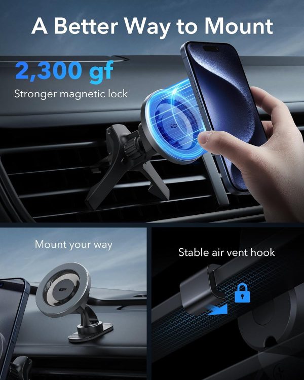 ESR for MagSafe Car Mount, Air Vent/Dashboard Magnetic Phone Holder for Car - Image 2
