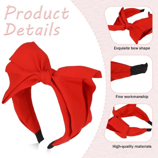 Red Women's Bowknot Headband with Double Layer Bow Hair Care Accessories - Image 4